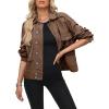imageDokotoo Womens Cargo Jean Jacket  Cropped Button Spring Fashion Coat for WomenChestnut