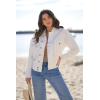 imageDokotoo Womens Cargo Jean Jacket  Cropped Button Spring Fashion Coat for WomenWhite