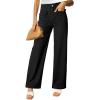 imageDokotoo Womens Cargo Pants Women Baggy Wide Leg High Waist Casual Pants Jean Stretch PantsA Black