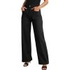 imageDokotoo Womens Cargo Pants Women Baggy Wide Leg High Waist Casual Pants Jean Stretch PantsA Black