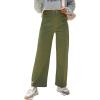 imageDokotoo Womens Cargo Pants Women Baggy Wide Leg High Waist Casual Pants Jean Stretch PantsA Green