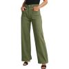 imageDokotoo Womens Cargo Pants Women Baggy Wide Leg High Waist Casual Pants Jean Stretch PantsA Green