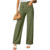 imageDokotoo Womens Cargo Pants Women Baggy Wide Leg High Waist Casual Pants Jean Stretch PantsA Green