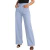 imageDokotoo Womens Cargo Pants Women Baggy Wide Leg High Waist Casual Pants Jean Stretch PantsA Iceland Blue