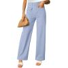 imageDokotoo Womens Cargo Pants Women Baggy Wide Leg High Waist Casual Pants Jean Stretch PantsA Iceland Blue