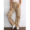 imageDokotoo Womens Cargo Pants Women Baggy Wide Leg High Waist Casual Pants Jean Stretch PantsA Khaki