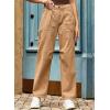 imageDokotoo Womens Cargo Pants Women Baggy Wide Leg High Waist Casual Pants Jean Stretch PantsA Khaki