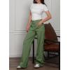 imageDokotoo Womens Cargo Pants Women Baggy Wide Leg High Waist Casual Pants Jean Stretch PantsA Mist Green