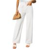 imageDokotoo Womens Cargo Pants Women Baggy Wide Leg High Waist Casual Pants Jean Stretch PantsA White