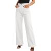 imageDokotoo Womens Cargo Pants Women Baggy Wide Leg High Waist Casual Pants Jean Stretch PantsA White