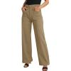 imageDokotoo Womens Cargo Pants Women Baggy Wide Leg High Waist Casual Pants Jean Stretch PantsA Yellow