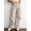 imageDokotoo Womens Cargo Pants Women Baggy Wide Leg High Waist Casual Pants Jean Stretch PantsApricot