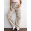 imageDokotoo Womens Cargo Pants Women Baggy Wide Leg High Waist Casual Pants Jean Stretch PantsApricot