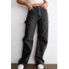 imageDokotoo Womens Cargo Pants Women Baggy Wide Leg High Waist Casual Pants Jean Stretch PantsBlack 01