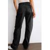 imageDokotoo Womens Cargo Pants Women Baggy Wide Leg High Waist Casual Pants Jean Stretch PantsBlack 01