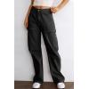 imageDokotoo Womens Cargo Pants Women Baggy Wide Leg High Waist Casual Pants Jean Stretch PantsBlack 01
