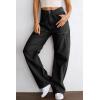imageDokotoo Womens Cargo Pants Women Baggy Wide Leg High Waist Casual Pants Jean Stretch PantsBlack 01