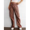 imageDokotoo Womens Cargo Pants Women Baggy Wide Leg High Waist Casual Pants Jean Stretch PantsBrown 02