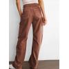 imageDokotoo Womens Cargo Pants Women Baggy Wide Leg High Waist Casual Pants Jean Stretch PantsBrown 02