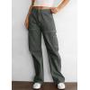 imageDokotoo Womens Cargo Pants Women Baggy Wide Leg High Waist Casual Pants Jean Stretch PantsGray