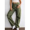 imageDokotoo Womens Cargo Pants Women Baggy Wide Leg High Waist Casual Pants Jean Stretch PantsGreen 01