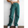 imageDokotoo Womens Cargo Pants Women Baggy Wide Leg High Waist Casual Pants Jean Stretch PantsGreen 02