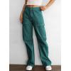 imageDokotoo Womens Cargo Pants Women Baggy Wide Leg High Waist Casual Pants Jean Stretch PantsGreen 02