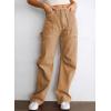 imageDokotoo Womens Cargo Pants Women Baggy Wide Leg High Waist Casual Pants Jean Stretch PantsKhaki 01
