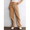 imageDokotoo Womens Cargo Pants Women Baggy Wide Leg High Waist Casual Pants Jean Stretch PantsKhaki 01