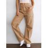imageDokotoo Womens Cargo Pants Women Baggy Wide Leg High Waist Casual Pants Jean Stretch PantsKhaki 01