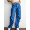 imageDokotoo Womens Cargo Pants Women Baggy Wide Leg High Waist Casual Pants Jean Stretch PantsSky Blue
