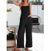 imageDokotoo Womens Casual Jumpsuits Front Pocket Loose Elasticity Straps Overalls One Piece Sleeveless Wide Leg Pant RomperBlack