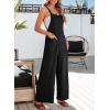 imageDokotoo Womens Casual Jumpsuits Front Pocket Loose Elasticity Straps Overalls One Piece Sleeveless Wide Leg Pant RomperBlack