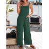 imageDokotoo Womens Casual Jumpsuits Front Pocket Loose Elasticity Straps Overalls One Piece Sleeveless Wide Leg Pant RomperBlackish Green
