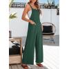 imageDokotoo Womens Casual Jumpsuits Front Pocket Loose Elasticity Straps Overalls One Piece Sleeveless Wide Leg Pant RomperBlackish Green
