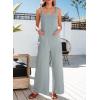 imageDokotoo Womens Casual Jumpsuits Front Pocket Loose Elasticity Straps Overalls One Piece Sleeveless Wide Leg Pant RomperLight Blue Grey