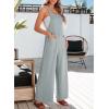 imageDokotoo Womens Casual Jumpsuits Front Pocket Loose Elasticity Straps Overalls One Piece Sleeveless Wide Leg Pant RomperLight Blue Grey