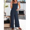 imageDokotoo Womens Casual Jumpsuits Front Pocket Loose Elasticity Straps Overalls One Piece Sleeveless Wide Leg Pant RomperNavy Blue