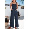 imageDokotoo Womens Casual Jumpsuits Front Pocket Loose Elasticity Straps Overalls One Piece Sleeveless Wide Leg Pant RomperNavy Blue
