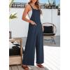 imageDokotoo Womens Casual Jumpsuits Front Pocket Loose Elasticity Straps Overalls One Piece Sleeveless Wide Leg Pant RomperNavy Blue