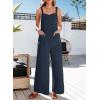 imageDokotoo Womens Casual Jumpsuits Front Pocket Loose Elasticity Straps Overalls One Piece Sleeveless Wide Leg Pant RomperNavy Blue