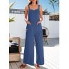imageDokotoo Womens Casual Jumpsuits Front Pocket Loose Elasticity Straps Overalls One Piece Sleeveless Wide Leg Pant RomperSail Blue