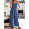 imageDokotoo Womens Casual Jumpsuits Front Pocket Loose Elasticity Straps Overalls One Piece Sleeveless Wide Leg Pant RomperSail Blue