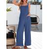 imageDokotoo Womens Casual Jumpsuits Front Pocket Loose Elasticity Straps Overalls One Piece Sleeveless Wide Leg Pant RomperSail Blue