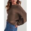 imageDokotoo Womens Casual Long Sleeve Sweaters Loose Crewneck Knit Solid Pullover Sweater Jumper TopsBrown