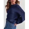 imageDokotoo Womens Casual Long Sleeve Sweaters Loose Crewneck Knit Solid Pullover Sweater Jumper TopsDark Blue