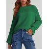 imageDokotoo Womens Casual Long Sleeve Sweaters Loose Crewneck Knit Solid Pullover Sweater Jumper TopsDark Green