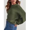 imageDokotoo Womens Casual Long Sleeve Sweaters Loose Crewneck Knit Solid Pullover Sweater Jumper TopsGreen