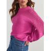 imageDokotoo Womens Casual Long Sleeve Sweaters Loose Crewneck Knit Solid Pullover Sweater Jumper TopsHot Pink