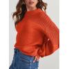 imageDokotoo Womens Casual Long Sleeve Sweaters Loose Crewneck Knit Solid Pullover Sweater Jumper TopsOrange